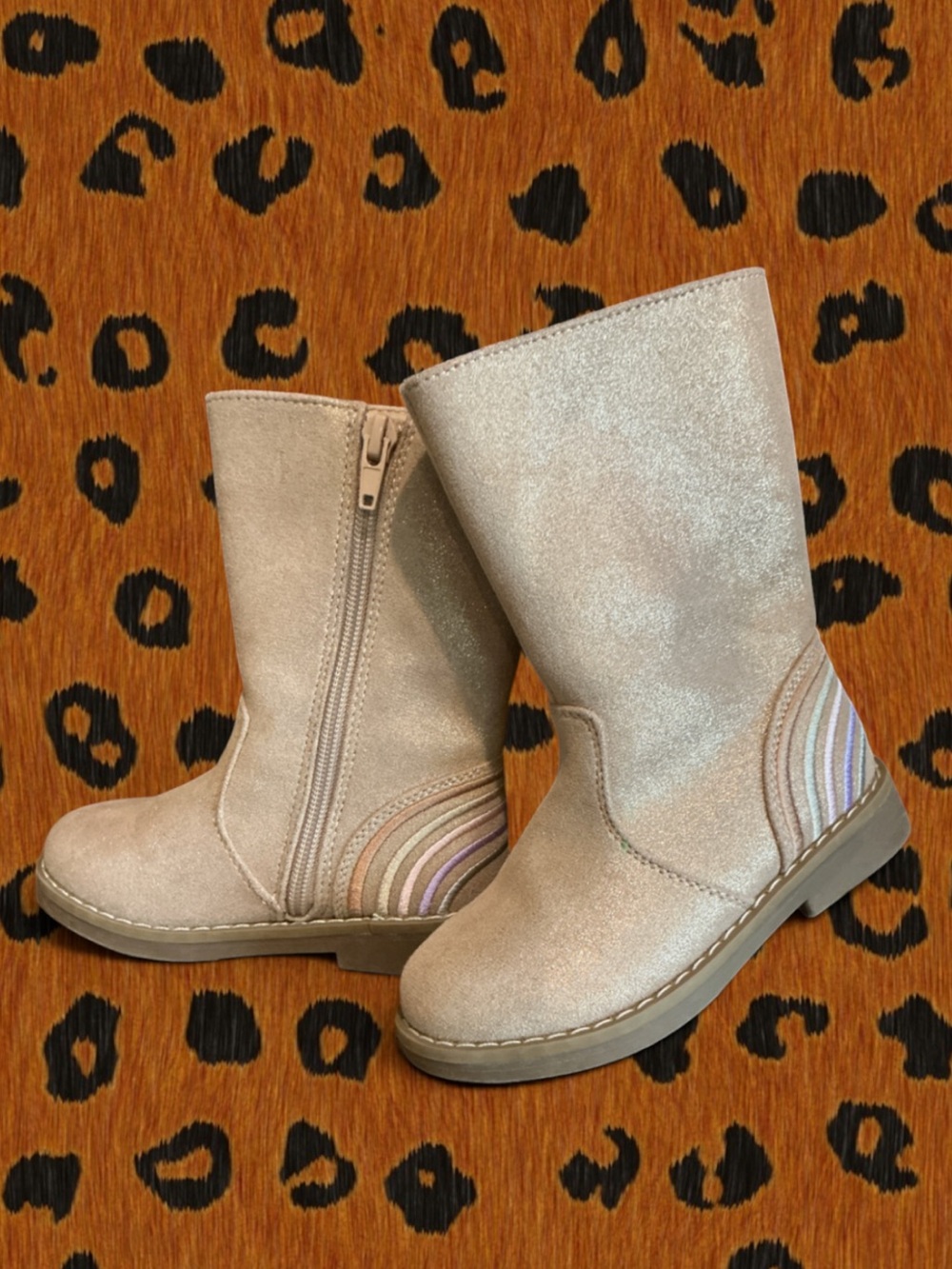 Kelly & Katie -Sz 9- Girls' Glimmer Tan Mid-Calf Boots